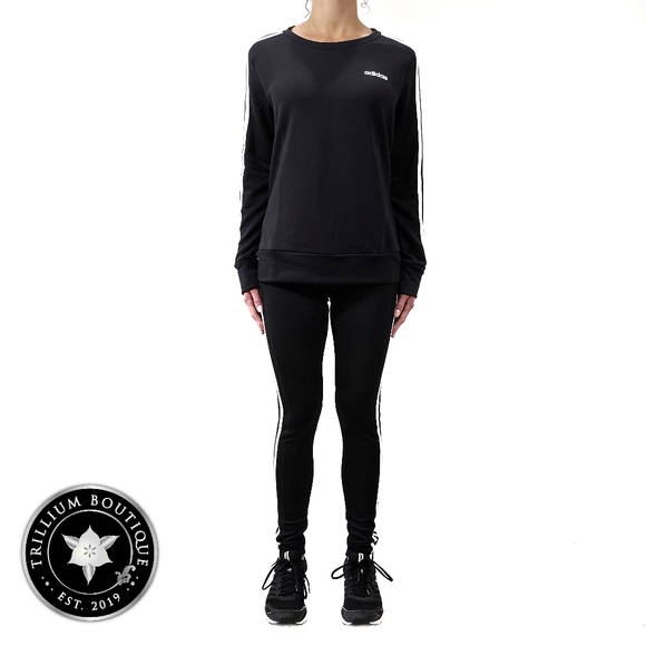 BUNDLE Adidas Climalite 3 Stripe Tights & Crewneck - Picture 7 of 16
